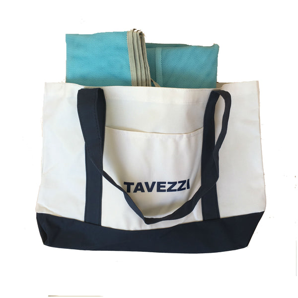 Tavezzi large beach tote bag with G&G portable sand free mesh mat for the beach, pool, picnic, hiking and camping